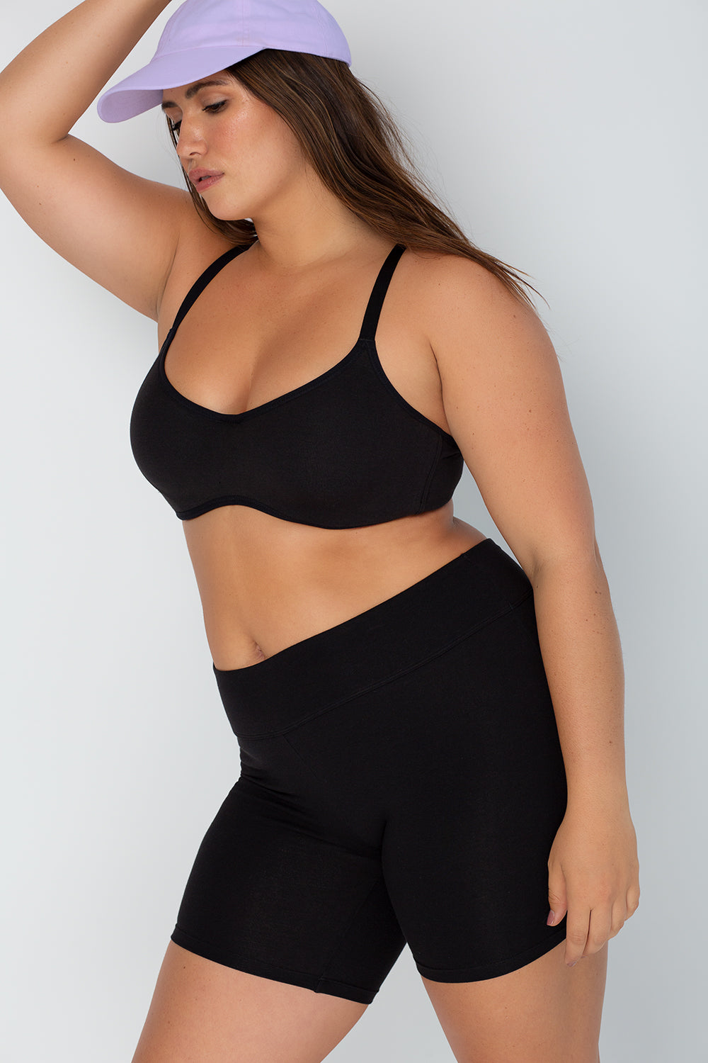 Comfort Cotton High-Waisted Biker Shorts | Black Hue Cotton